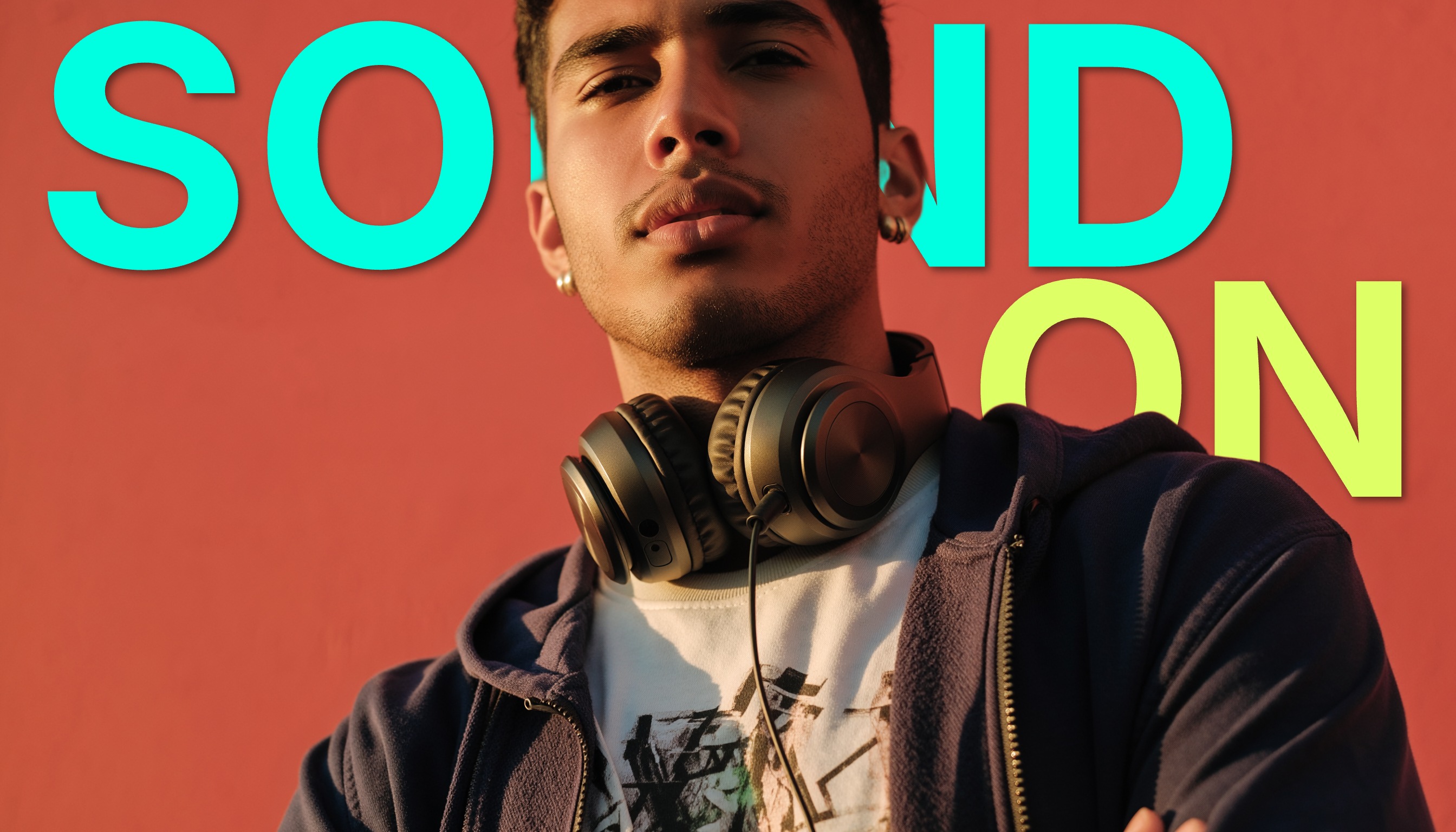 Adventure photography with AI cutout and text behind subject - travel content creator template