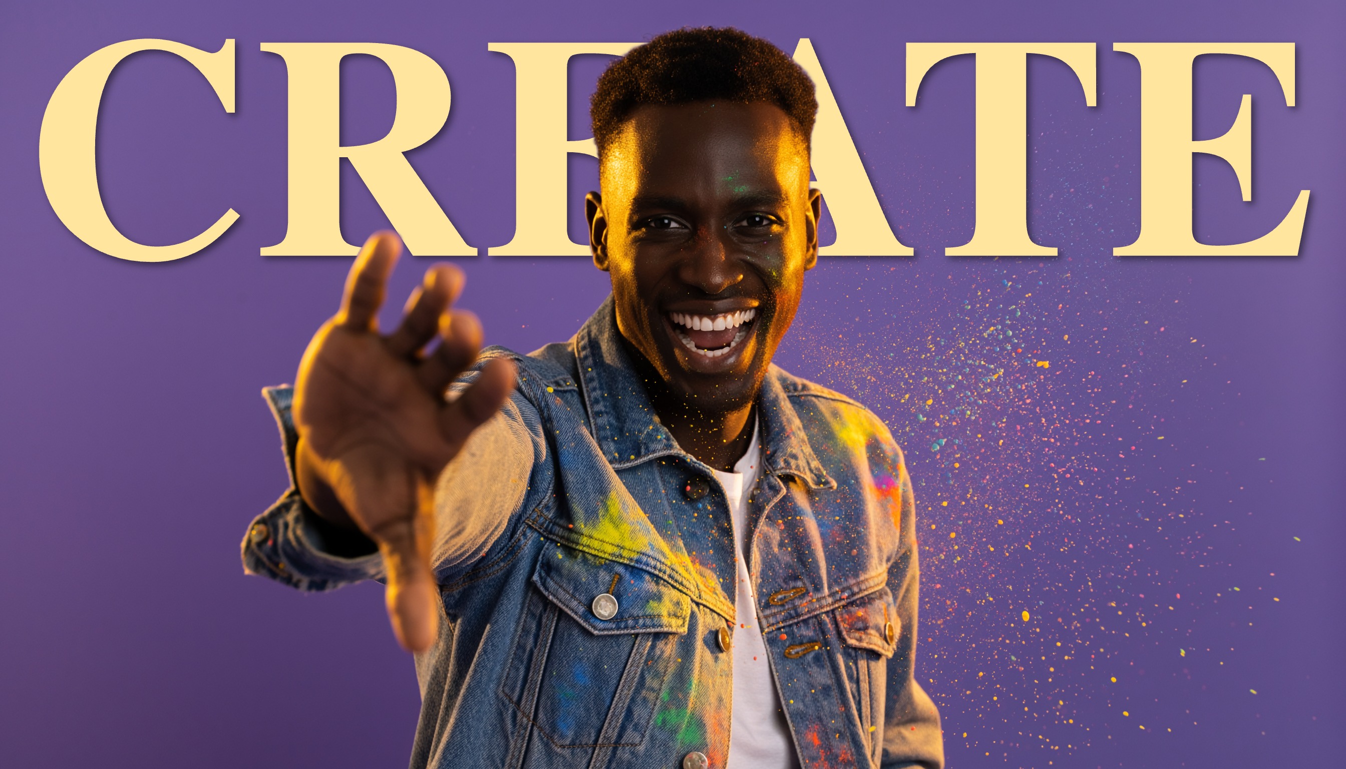 Creative arts photo with removed background and artistic text effect - portfolio showcase template